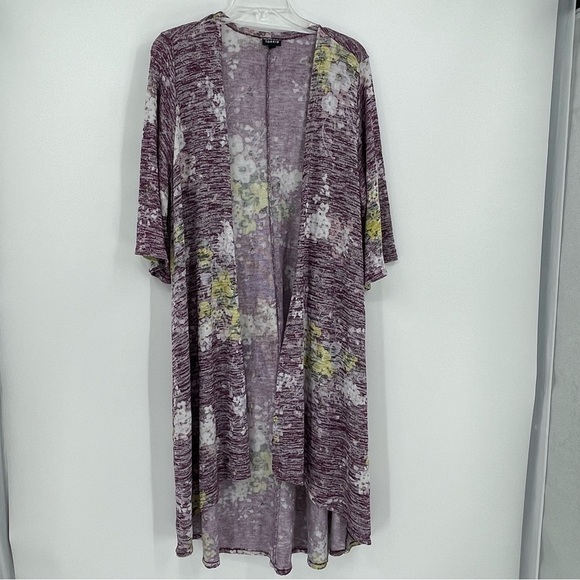 Torrid Hacci Floral HI-LO Kimono Cardigan Purple Size 2 2X Women’s plus duster - Picture 14 of 14